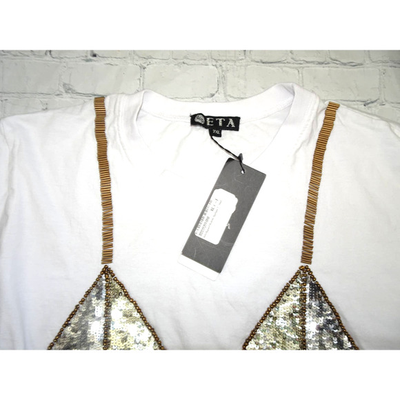 Seta Apparel Women's Bralette T-Shirt, 2XL, White - Picture 2 of 4